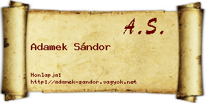 Adamek Sándor névjegykártya